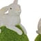 7" White Bunny with Green Moss Egg Décor Set